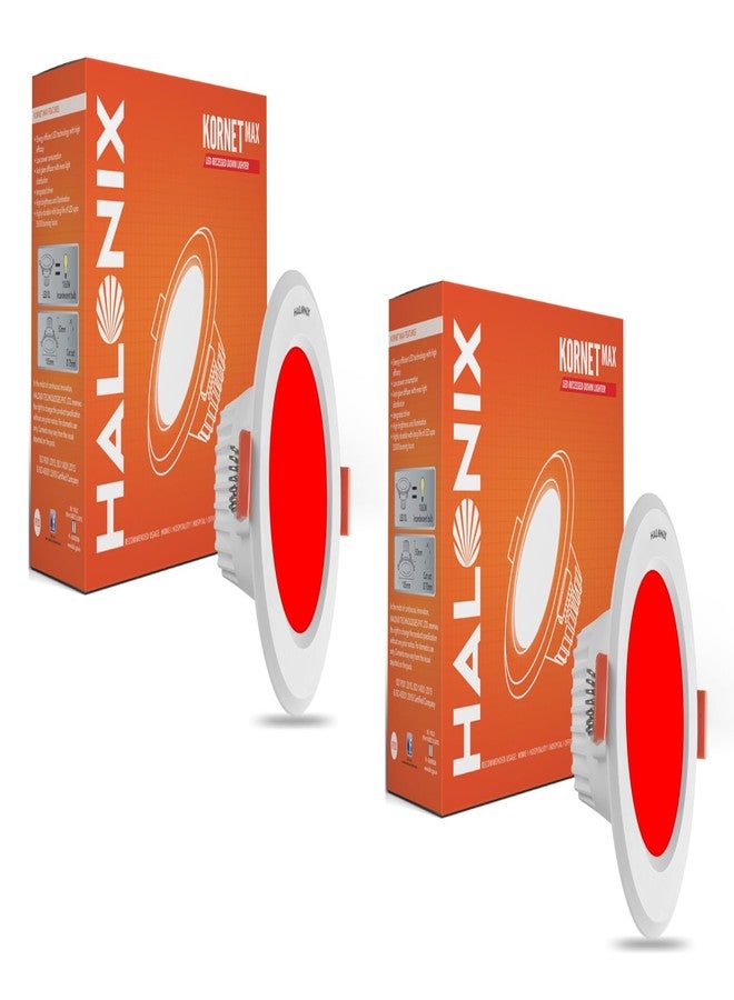 Halonix 3W Red Junction Box led downlighter | Cut Out- 2.15 inch, Dia- 3.22, Height- 1.96 inch | PF-: >0.50, CRI- >80 | Led Ceiling Light for Home, Shop and Office |Pack of 2, Red. - Image 1